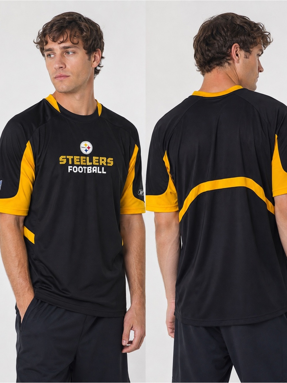 Reebok Men’s Black and Gold Steelers Football Tee Size L